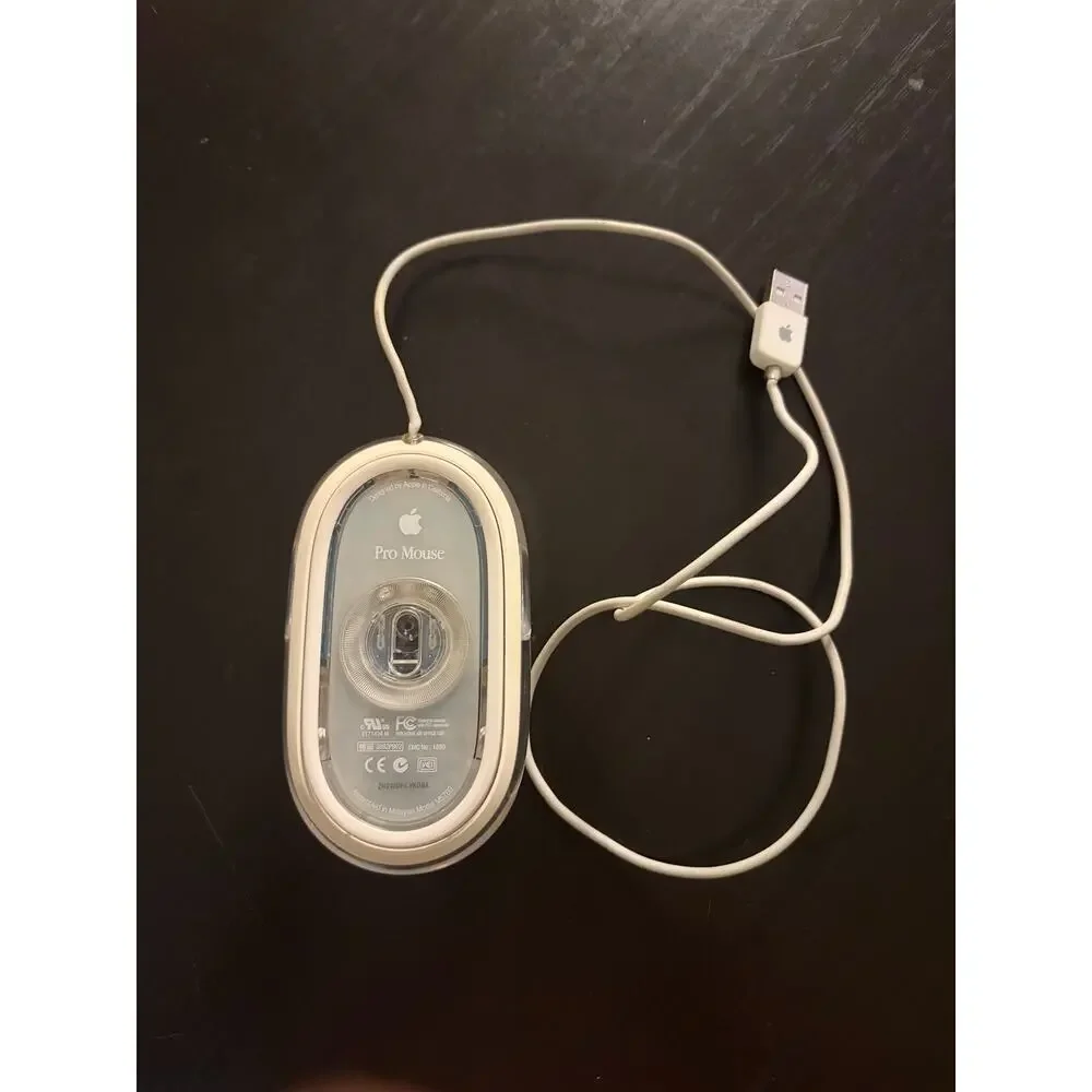 Apple Pro Mouse M5769 USB Wired Optical Mouse Clear White Vintage Mac OEM